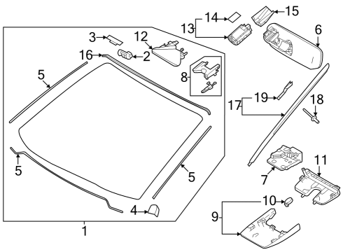 2024 Toyota Grand Highlander Glass, Reveal Moldings Diagram