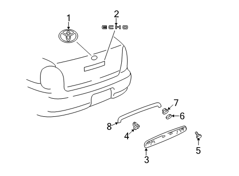 2005 Toyota Echo Nameplate, Rear Diagram for 75444-52140