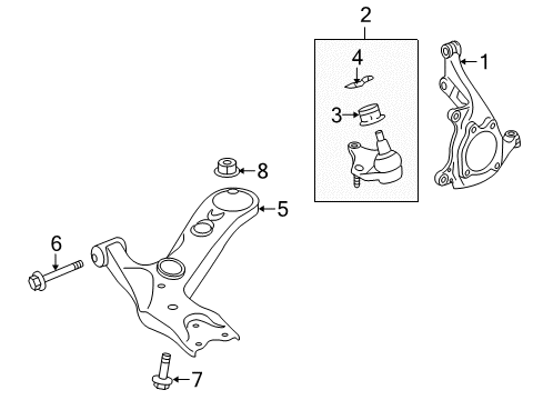 2010 Scion xB Front Suspension Components, Lower Control Arm, Stabilizer Bar Diagram