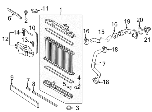 2014 Toyota Avalon Radiator Assembly, Mvp Diagram for 16410-AZ031