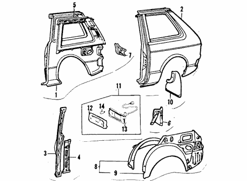 1984 Toyota Starlet Stripe Tape, Passenger Side Diagram for 75993-10110