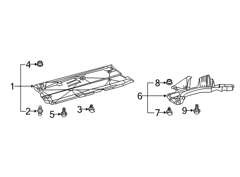 2019 Toyota Corolla Under Cover & Splash Shields Diagram