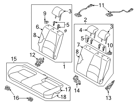 2019 Toyota Yaris Rear Seat Cover Sub-Assembly Diagram for 71078-WB006