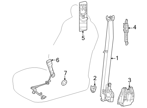 2024 Toyota Grand Highlander Front Seat Belts Diagram