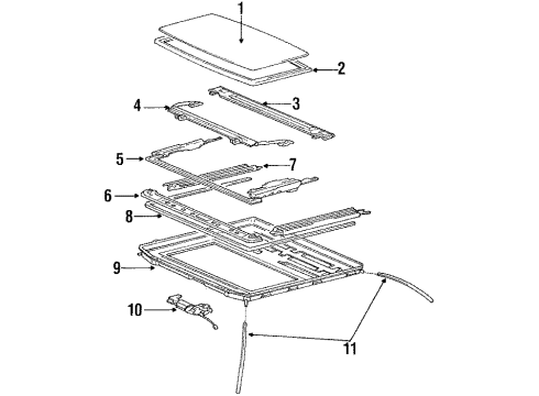 1992 Toyota Celica Seal, Sliding Roof Guide Rail Diagram for 63699-20030