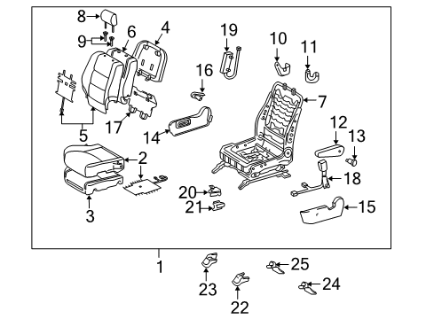 2007 Toyota Highlander Front Seat Components Diagram 3 - Thumbnail