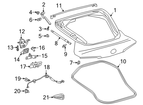 2023 Toyota GR Supra Hinge, Driver Side Diagram for 64572-WAA01