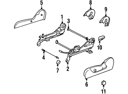 1997 Toyota T100 Seat Track, Outer Driver Side Diagram for 72012-34010