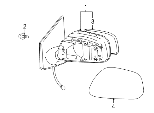 2010 Toyota Corolla Driver Side Mirror Outside Diagram for 87961-02A80