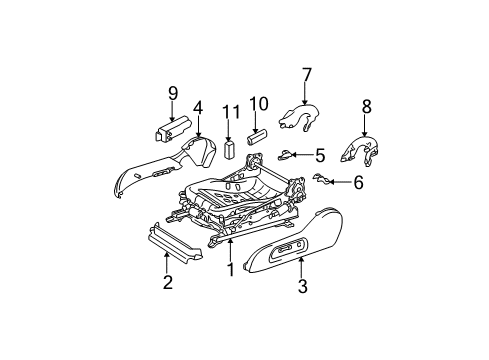 2002 Toyota Camry Cover, Front Seat Track, LH Rear Inner Diagram for 72158-33060-B0