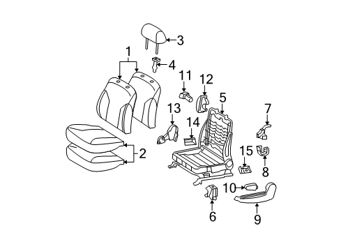 2007 Toyota Yaris Front Seat Components Diagram 2 - Thumbnail