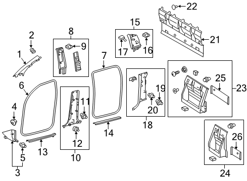 2017 Toyota Tacoma GARNISH, Center Pillar Diagram for 62411-04050-B1