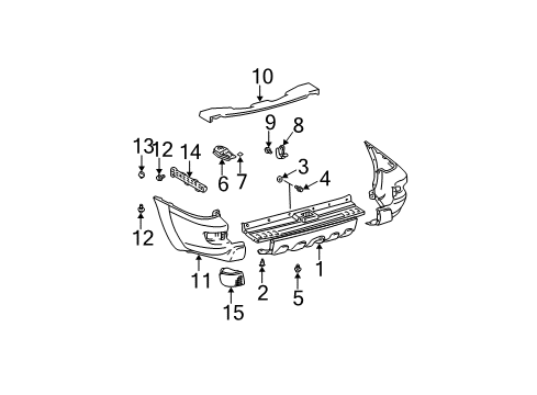 2005 Toyota 4Runner Retainer, Rear Bumper End, LH Diagram for 52588-35010