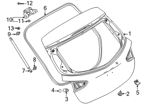 2020 Toyota Yaris Support Strut, Driver Side Diagram for 68960-WB001