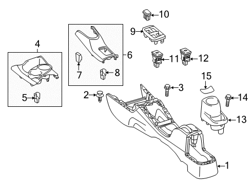 2015 Toyota Prius C Box, Console Cup Holder Diagram for 58837-52040-C0