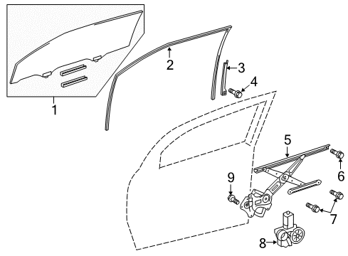 2016 Scion tC Run, Front Door Glass Diagram for 68151-21040