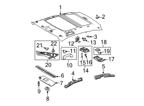 2008 Scion tC Visor Assembly, Left Diagram for 74320-21170-B0