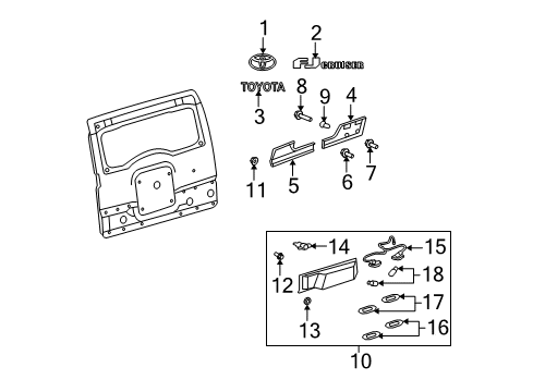 2010 Toyota FJ Cruiser Exterior Trim - Back Door Diagram