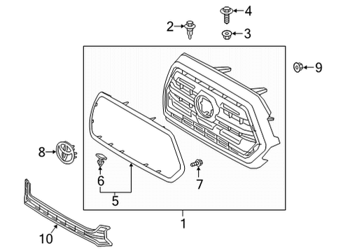 2021 Toyota Tacoma Lower Radiator Grille No.1 Diagram for 53112-04050