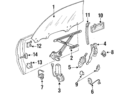 1987 Toyota Supra Glass - Door Diagram