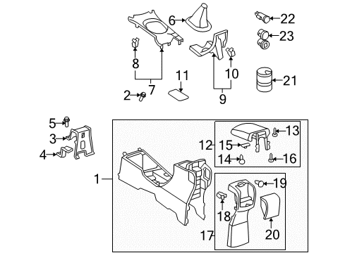 2012 Toyota Yaris Console Box Cup Holder Diagram for 66990-52010-B0