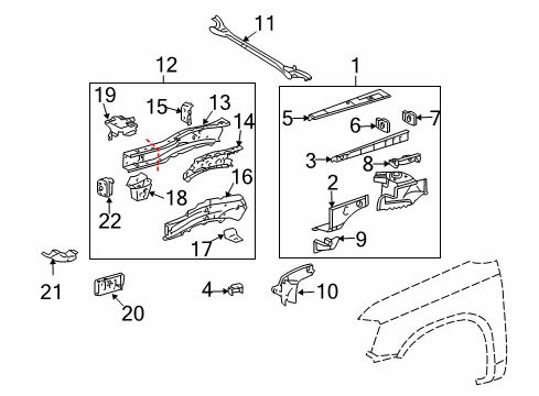 2007 Toyota Highlander Structural Components & Rails Diagram 2 - Thumbnail