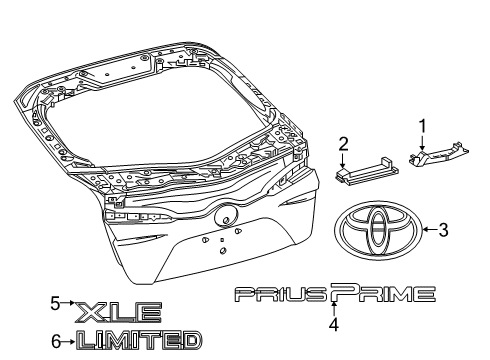 2019 Toyota Prius Prime Exterior Trim - Lift Gate Diagram