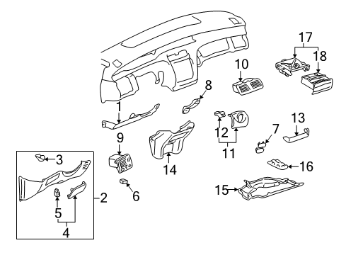 2000 Toyota Avalon Receptacle Assy, Front Ash Diagram for 74110-AC050-B0