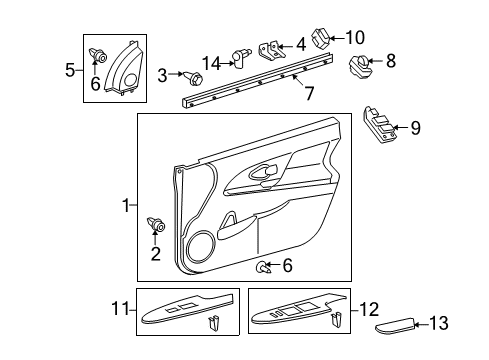 2012 Scion xD Interior Trim - Front Door Diagram