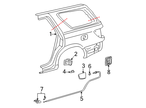 2003 Toyota Sequoia Cable Sub-Assy, Fuel Lid Lock Control Diagram for 77035-0C011