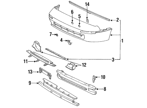 1992 Toyota MR2 Bracket, Front Licence Plate Mounting Diagram for 52121-17050