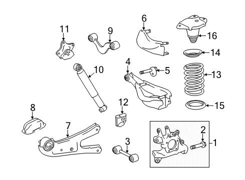 2018 Toyota Highlander Rear Suspension, Control Arm Diagram 3 - Thumbnail