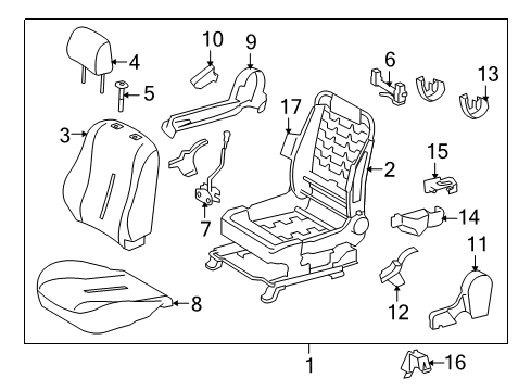 2008 Scion xD Front Seat Components Diagram