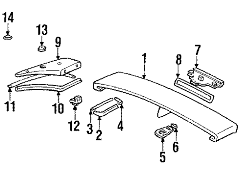 1992 Toyota Supra Retainer, Rear Spoiler Diagram for 76867-14020