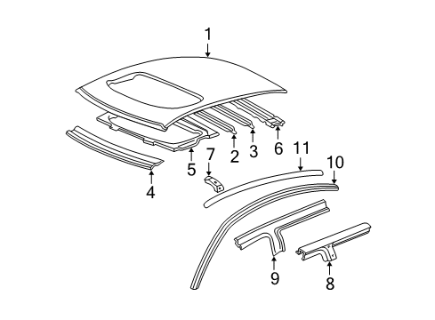 2002 Toyota Avalon Roof & Components, Exterior Trim, Body Diagram 1 - Thumbnail