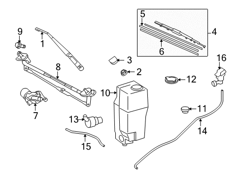 2007 Toyota Tacoma Wiper & Washer Components Diagram