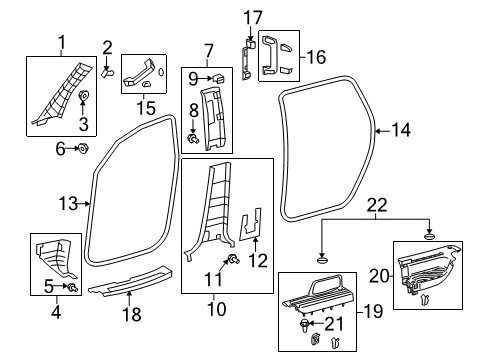 2009 Toyota Sequoia GARNISH, Center Pillar Diagram for 62413-0C031-E0