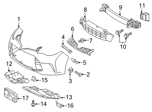 2017 Toyota Avalon Front Bumper Diagram