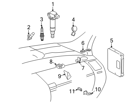 2009 Toyota Prius Bracket, Engine Control Computer Diagram for 89667-47081