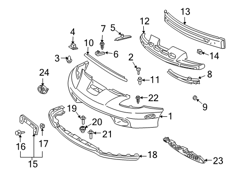 2002 Toyota Celica FTBUMPCOVRCELICRED Diagram for 00602-08164-D0