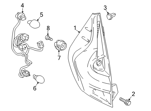 2019 Toyota Prius C Screw, Rear Combination Diagram for 8155A-52D50