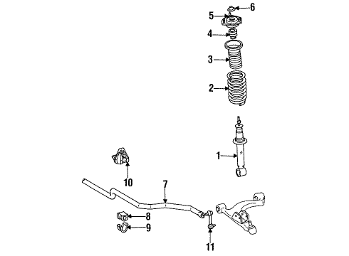 1998 Toyota Supra Shocks & Suspension Components - Front Diagram