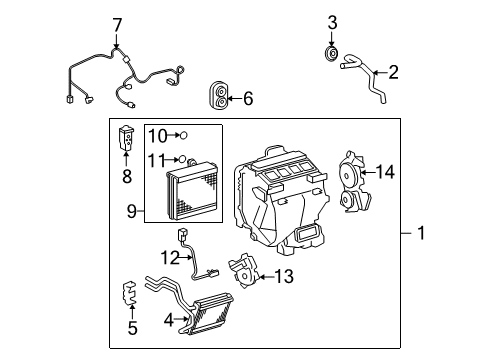 2008 Toyota Highlander A/C Evaporator & Heater Components Diagram 2 - Thumbnail