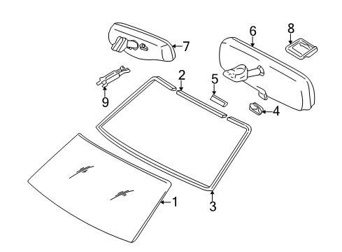 2006 Toyota Tundra Inner Rear View Mirror Assembly Diagram for 87810-0C020