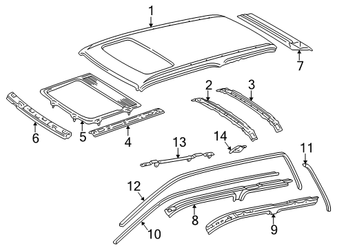 1999 Toyota 4Runner Weatherstrip, Roof Side Rail, LH Diagram for 62382-35011