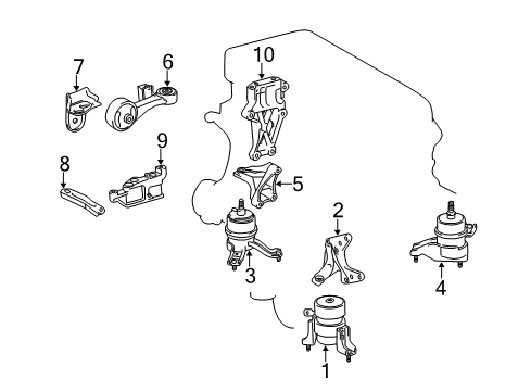 2014 Toyota Camry Engine & Trans Mounting Diagram