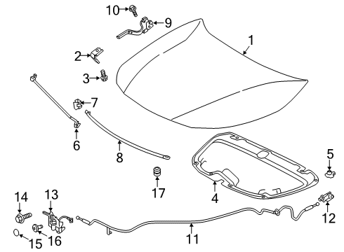 2019 Toyota Corolla Lock Assembly, Hood Diagram for 53510-02500