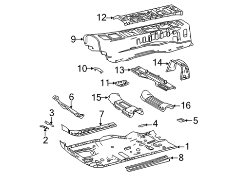 2023 Toyota Mirai Floor & Rails Diagram