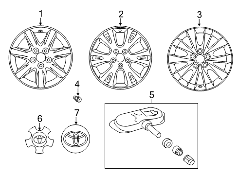 2012 Toyota Avalon Wheels, Covers & Trim Diagram