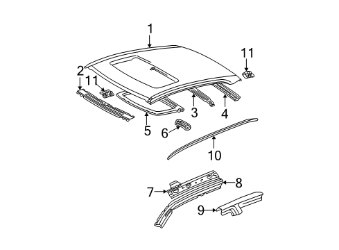 2003 Toyota Camry Roof & Components, Exterior Trim Diagram 1 - Thumbnail